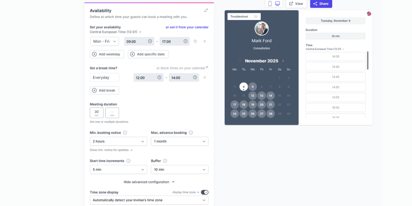 Koalendar interface Team scheduling software
